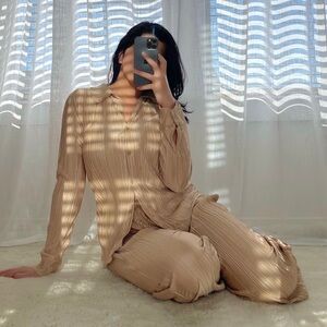 Modest Golden Two Piece Set of Shirt and Pants‎